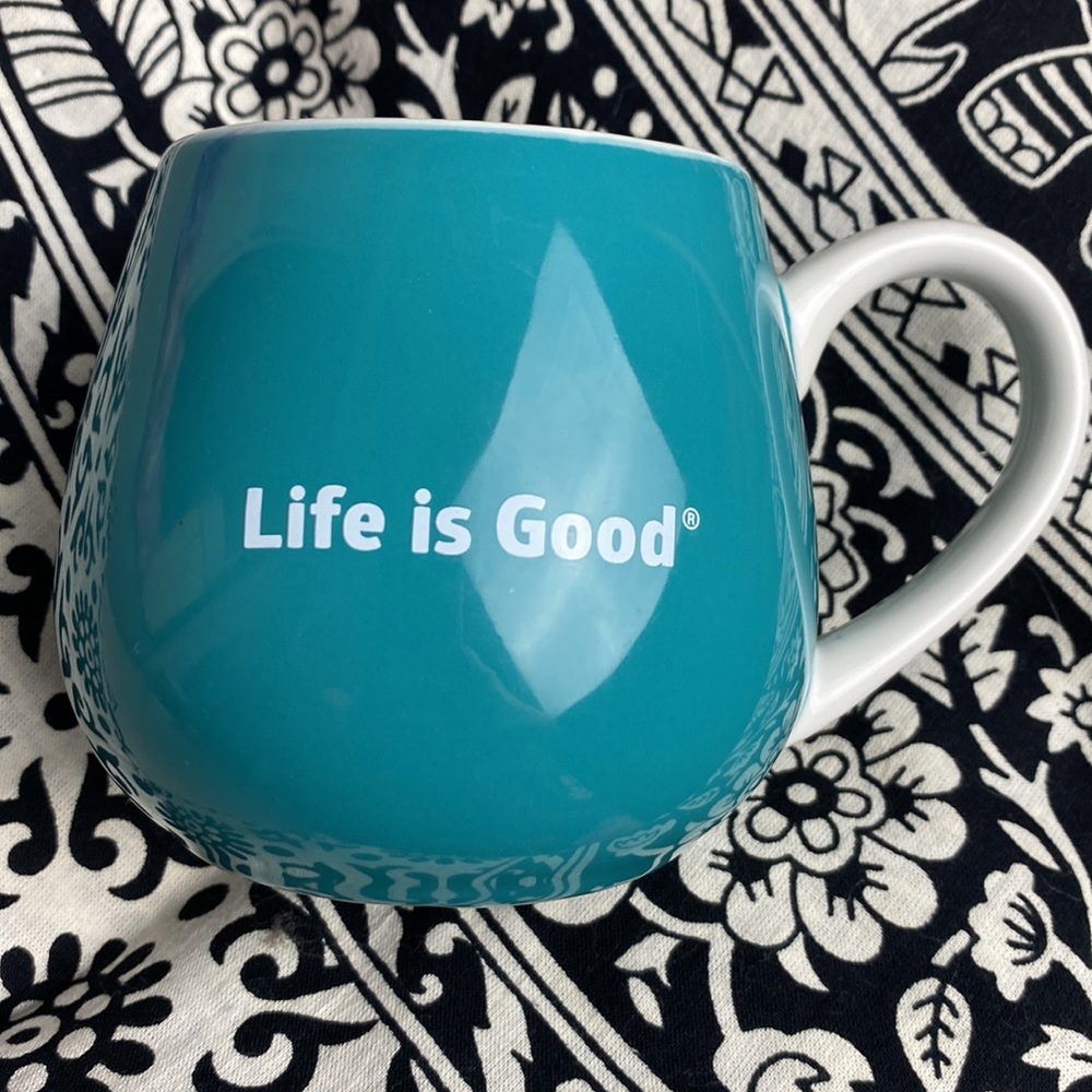 ''Life Is Good'' ''Stay true''-Coffee Tea Mug Blue & White